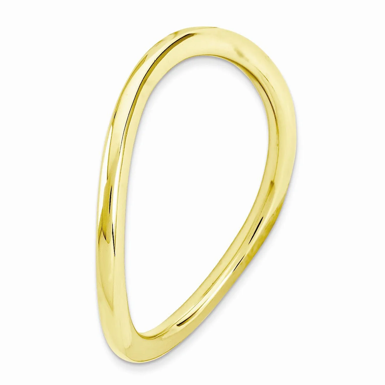 1.5mm Stackable 14K Yellow Gold Plated Silver Curved Smooth Band