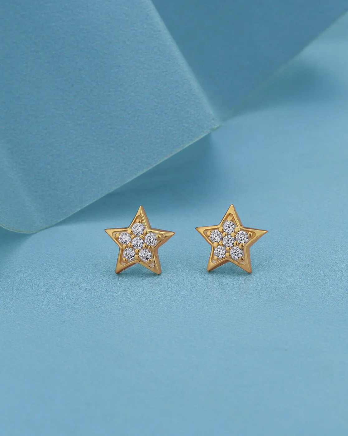 18kt Gold Plated with CZ Star Stud Earring for women