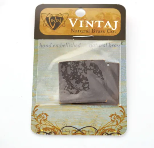 2 VINTAJ Journal Page Charm Pendants  29mm, natural brass  msb0171