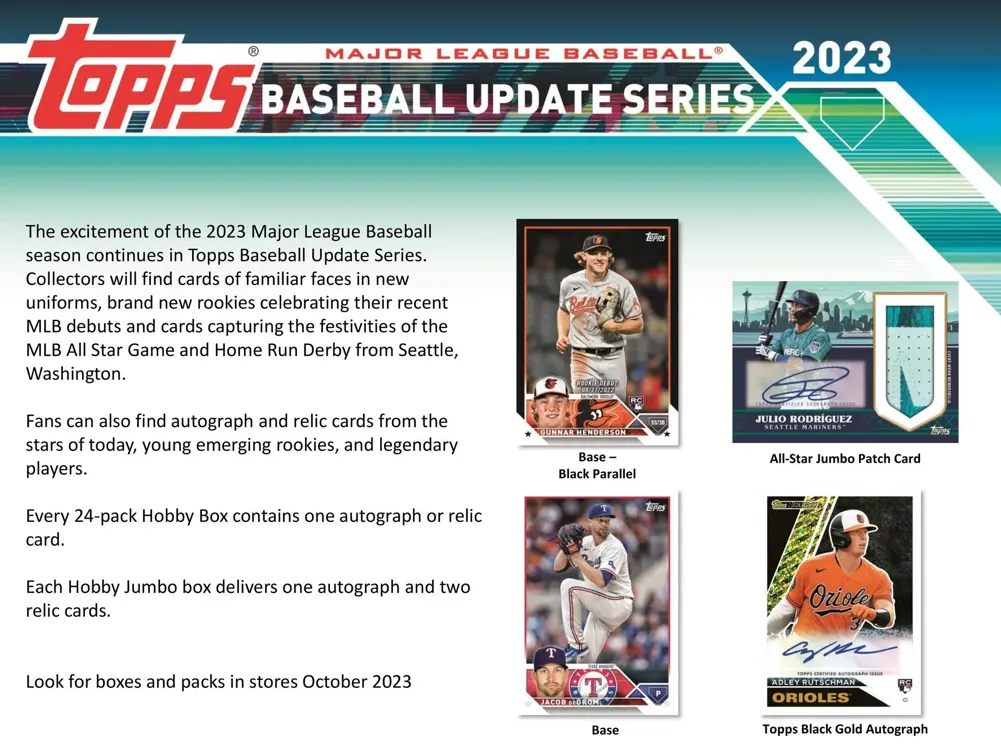 2023 Topps Update Series Baseball Hobby Jumbo Box 10 Packs Per Box, 46 Cards Per Pack