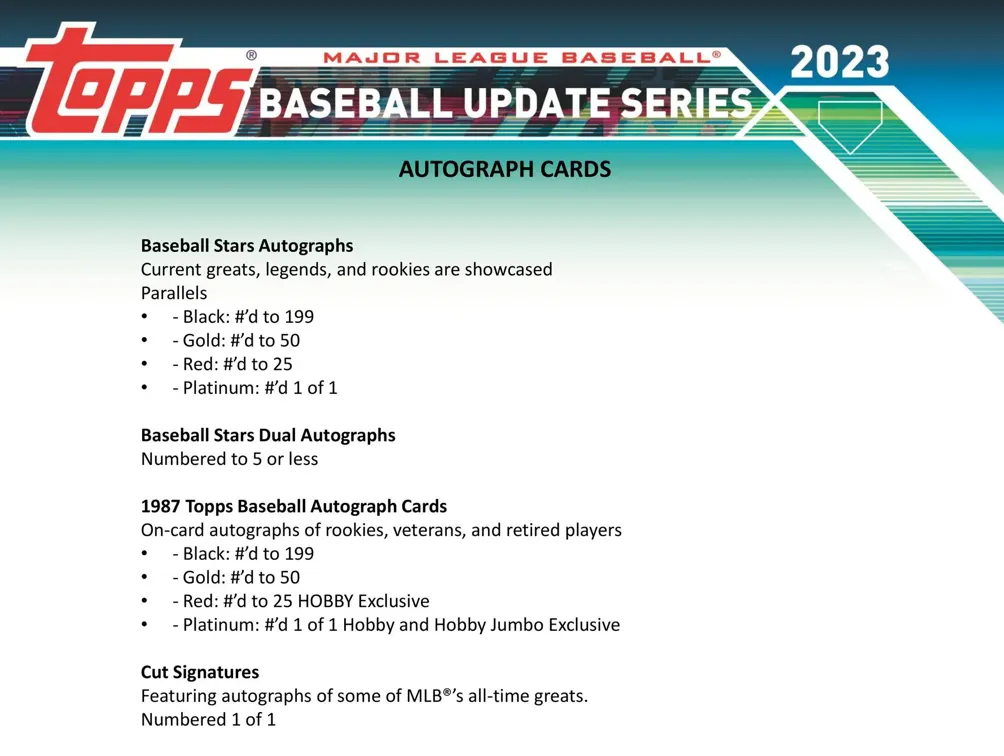 2023 Topps Update Series Baseball Hobby Jumbo Box 10 Packs Per Box, 46 Cards Per Pack