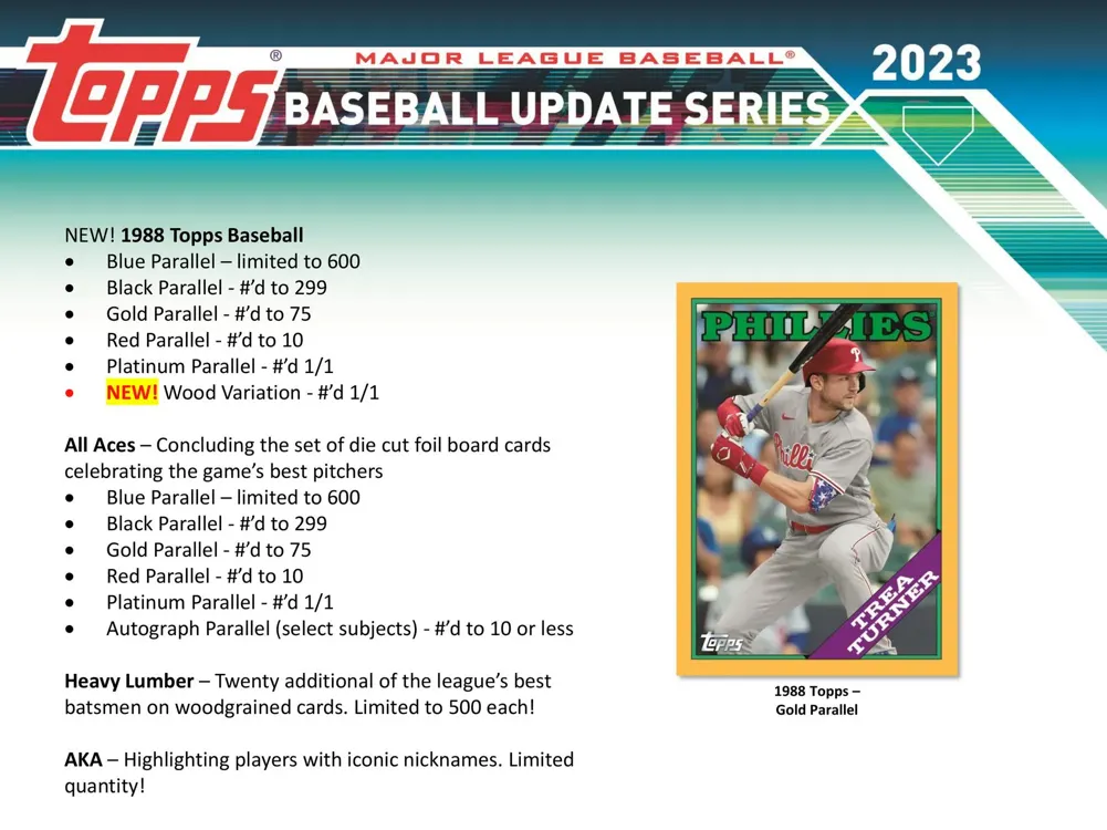 2023 Topps Update Series Baseball Hobby Jumbo Box 10 Packs Per Box, 46 Cards Per Pack