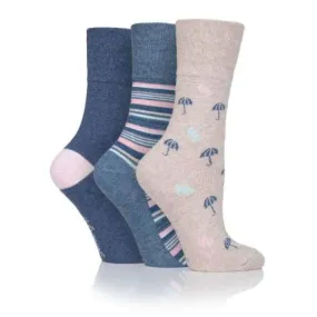 3 Pairs Non Binding Socks for Women in Rainy Day Prints