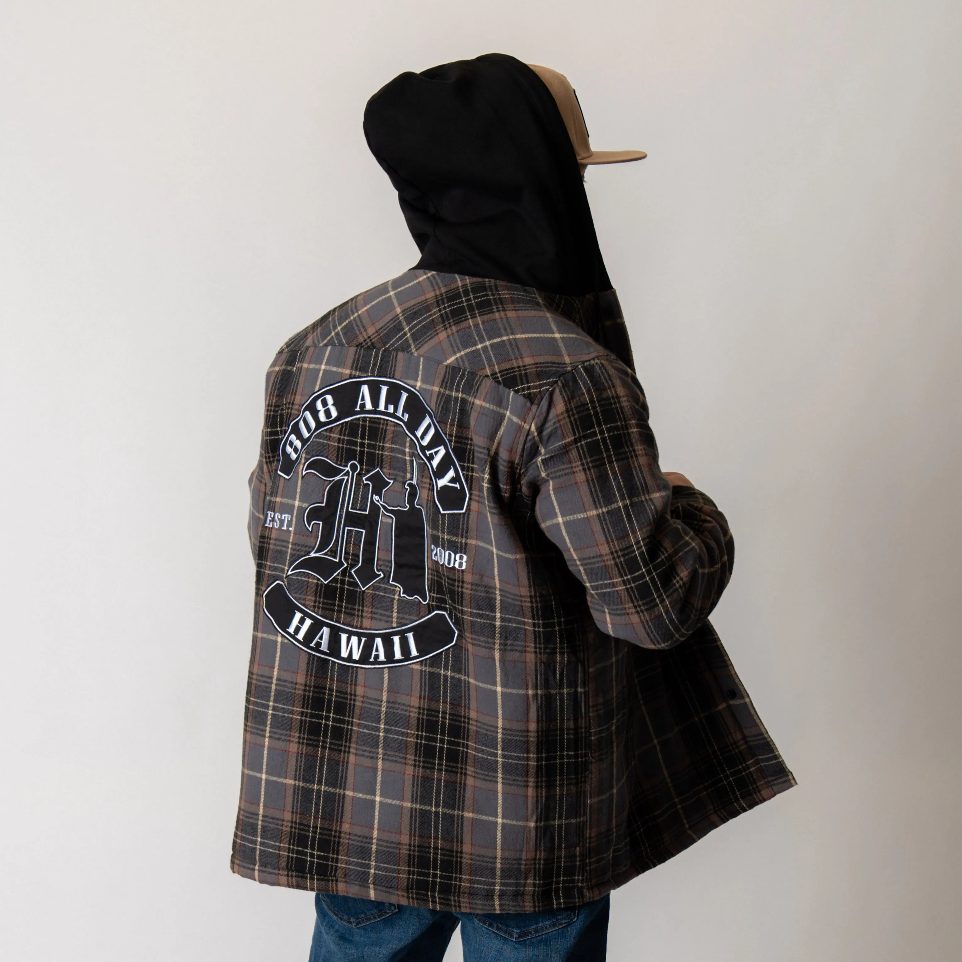 808ALLDAY Graphite / Black Quilted Lining Hooded Flannel