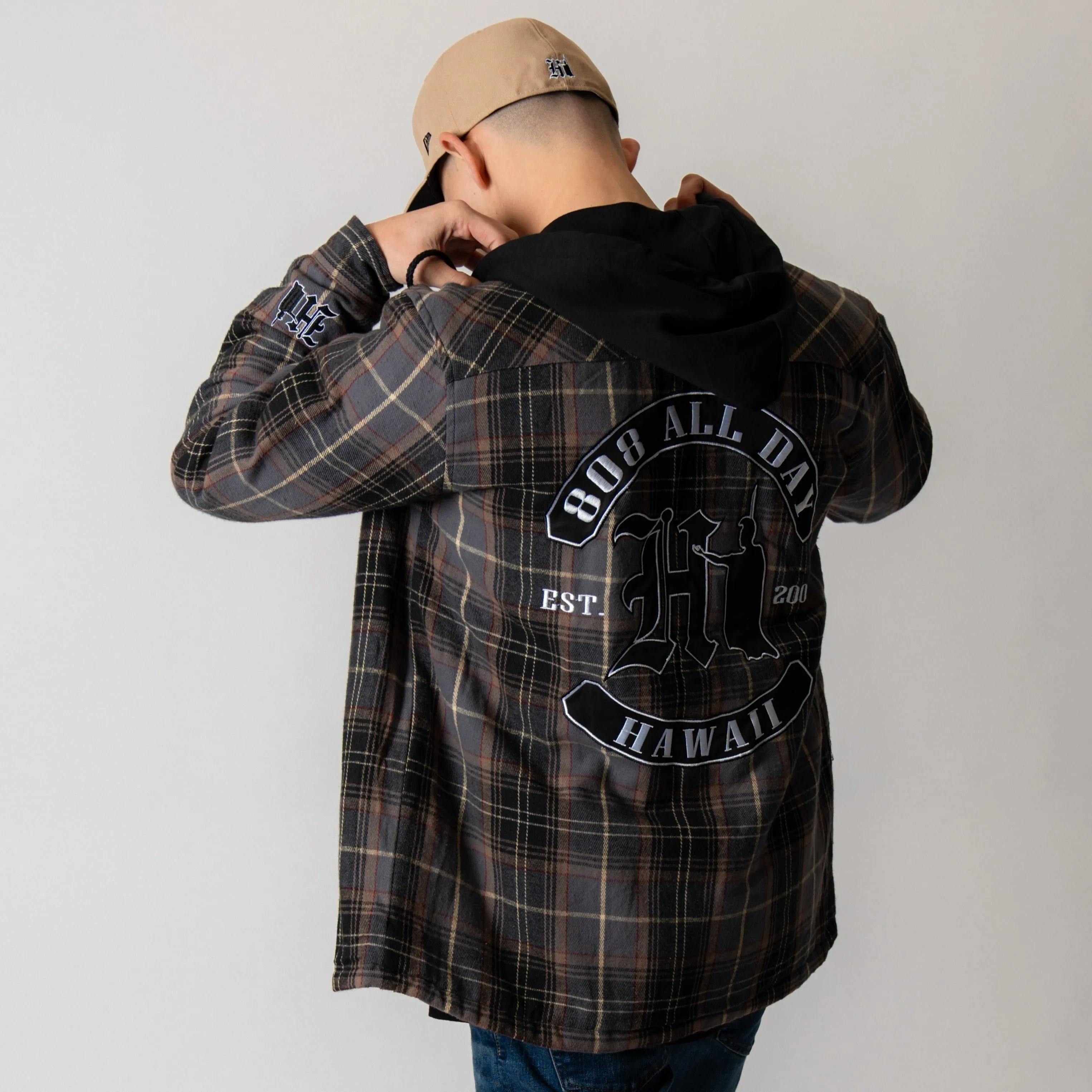 808ALLDAY Graphite / Black Quilted Lining Hooded Flannel