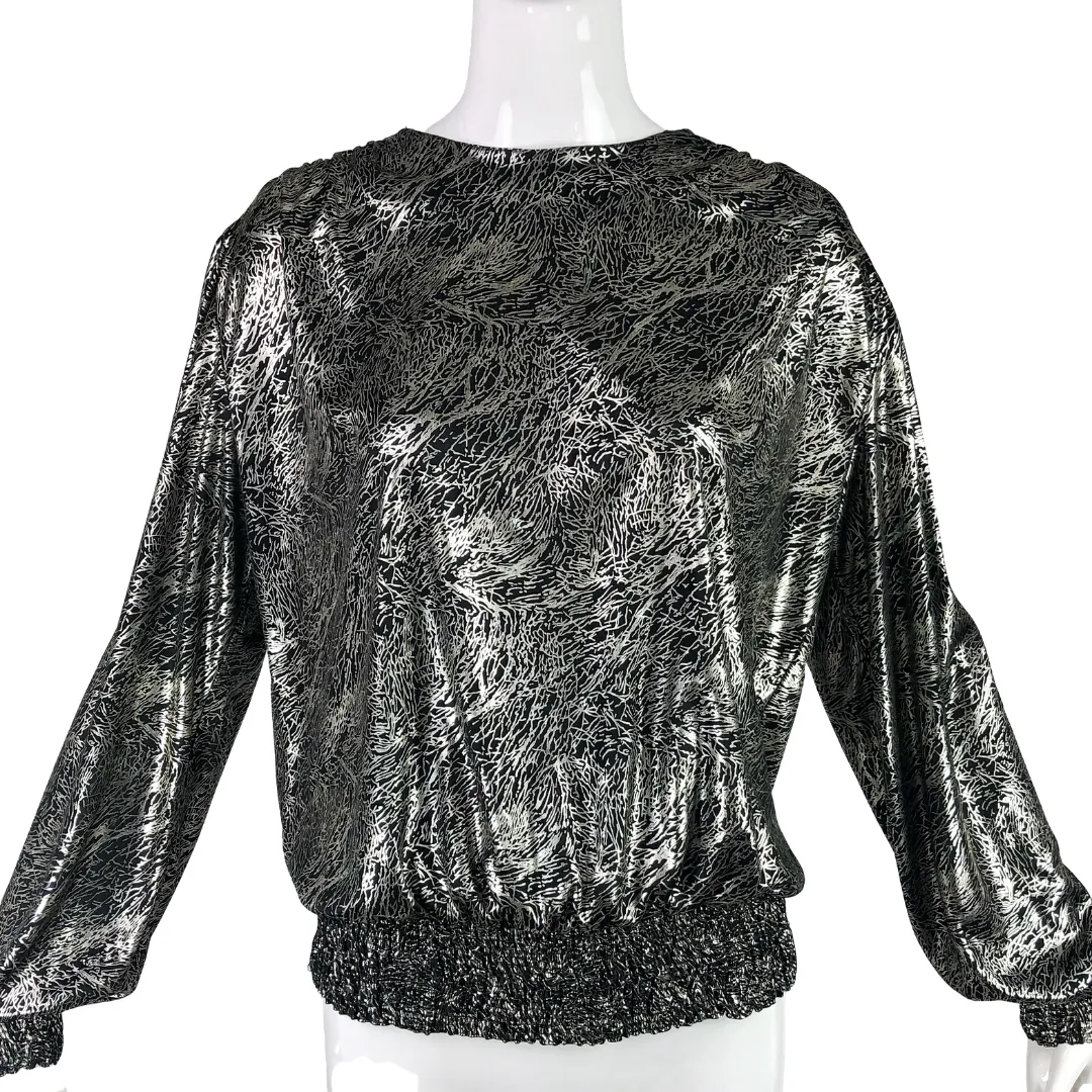 80's Ship 'n Shore Silver Lamé Top