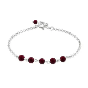 925 Silver Garnet Bracelet - Handmade January Birthstone Gift