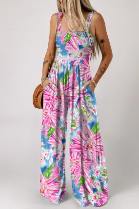 Abstract Floral Wide Leg Jumpsuit