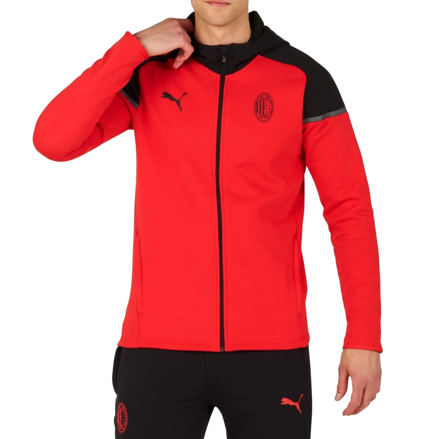 AC Milan Casual hooded presentation tracksuit 2023/24 red/black - Puma