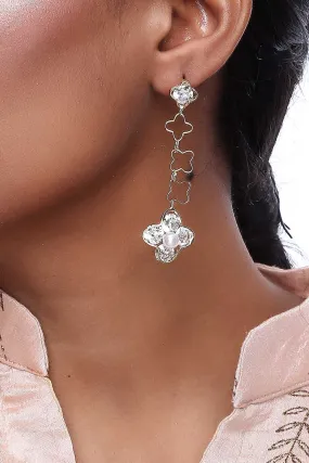 Alloy Large Dangle Earrings in White