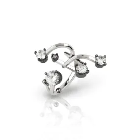 Alphabet R Ring[White gems]