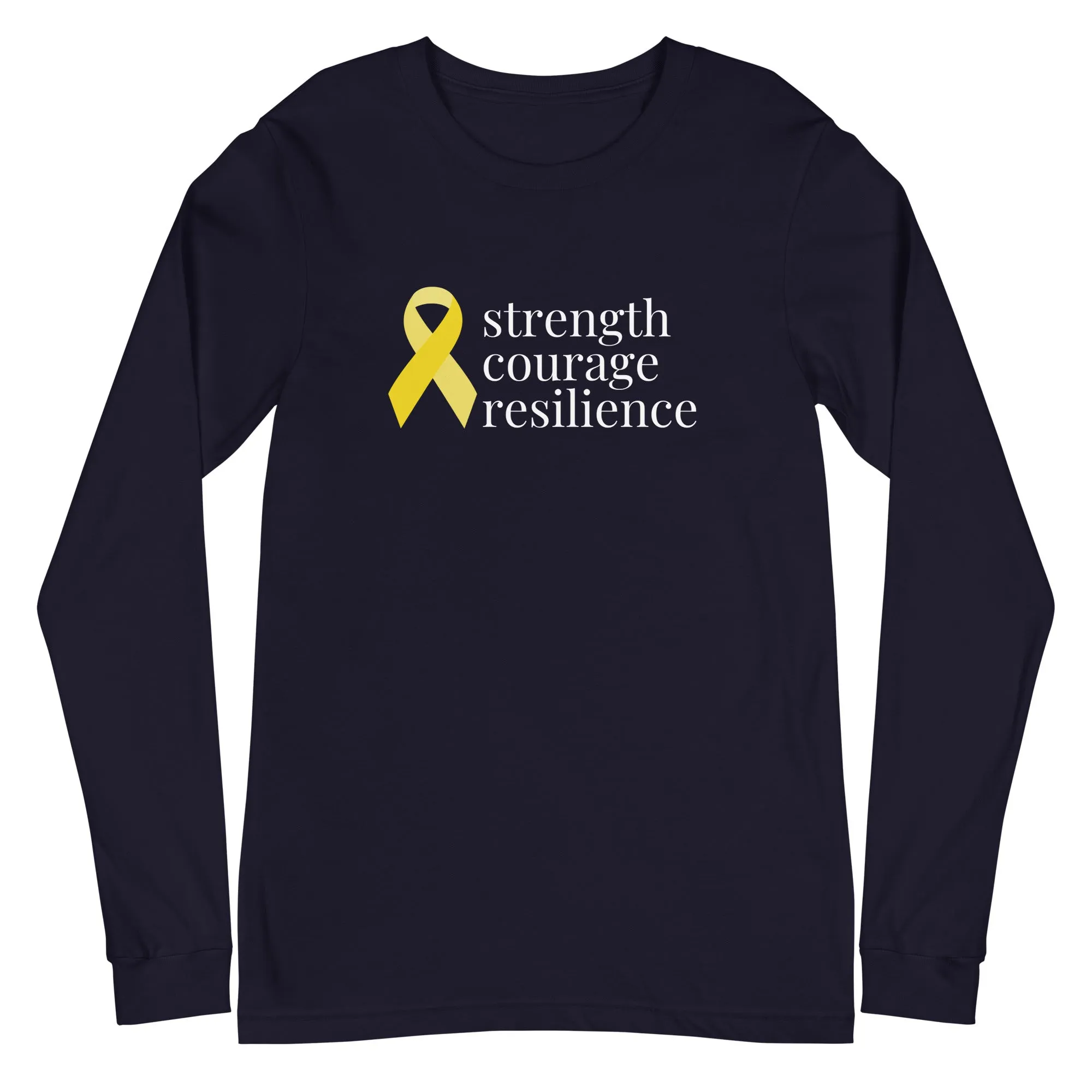 Angiosarcoma | Sarcoma "strength courage resilience" Ribbon Long Sleeve Tee