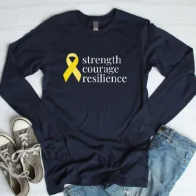 Angiosarcoma | Sarcoma "strength courage resilience" Ribbon Long Sleeve Tee