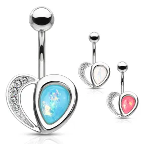 Aphrodite's Opal Heart Belly Bar