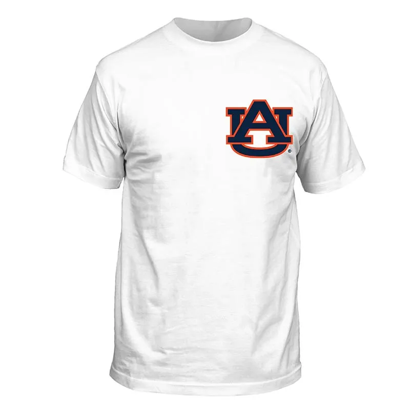 Auburn Retro Vertical Short Sleeve T-Shirt in White