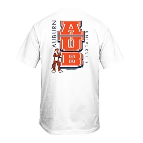 Auburn Retro Vertical Short Sleeve T-Shirt in White