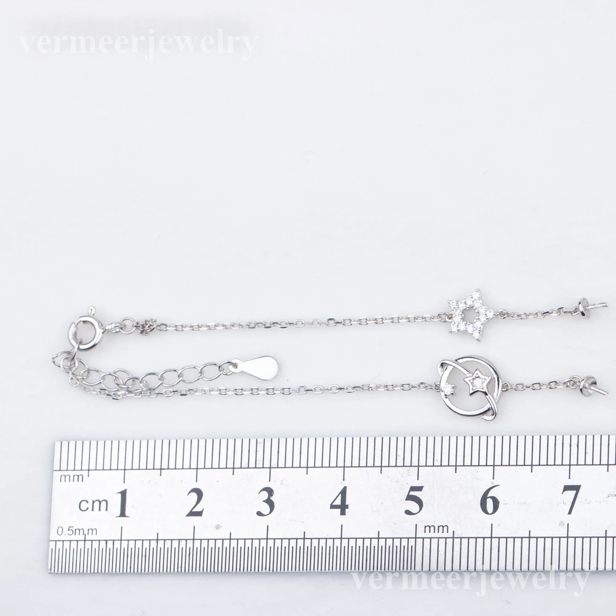 b010210  DIY 7-8mm Natural Freshwater pearl bracelet accessory 925 sterling silver adjustable chain bracelet for women