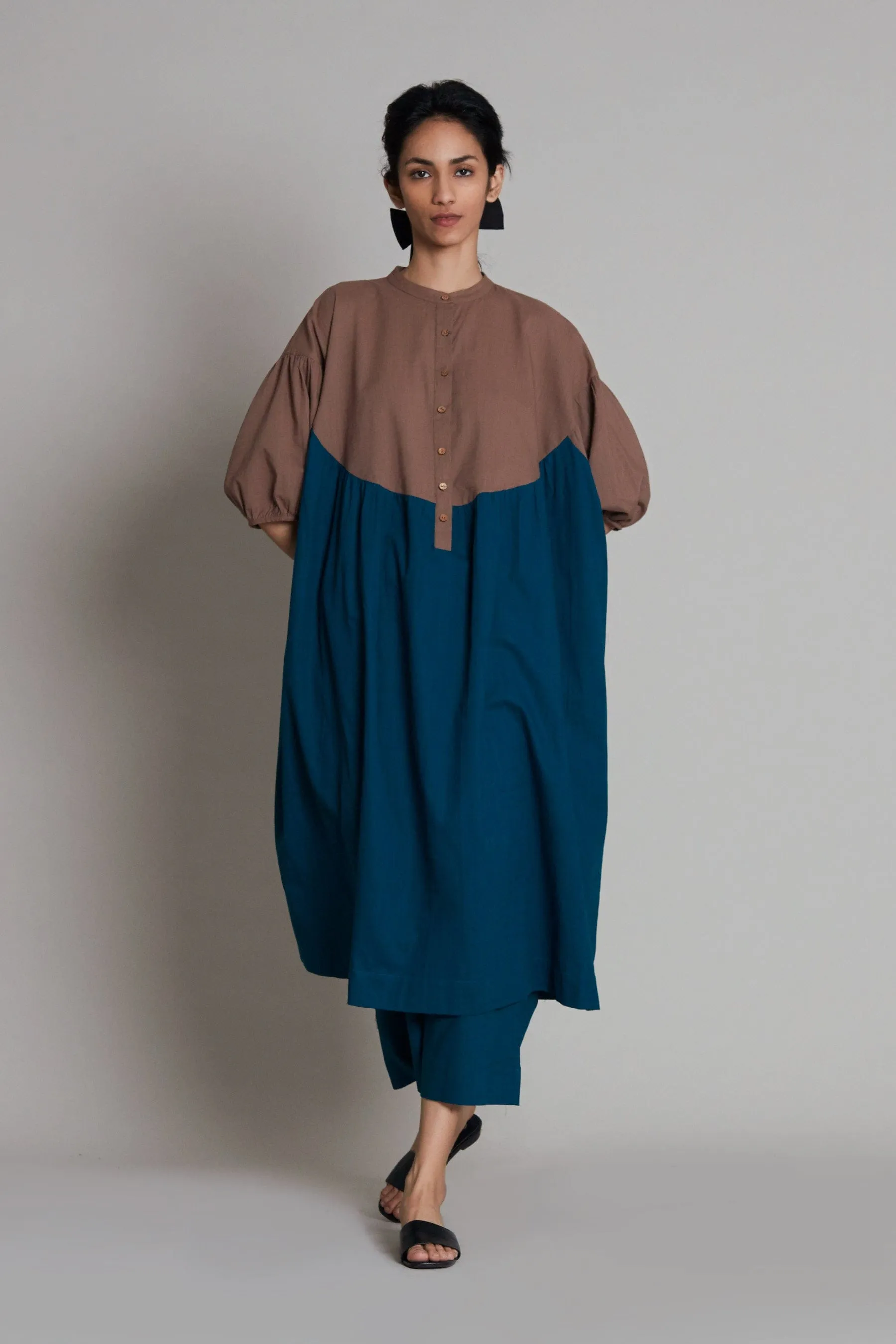 Beige & Teal Blue CB Acra Dress