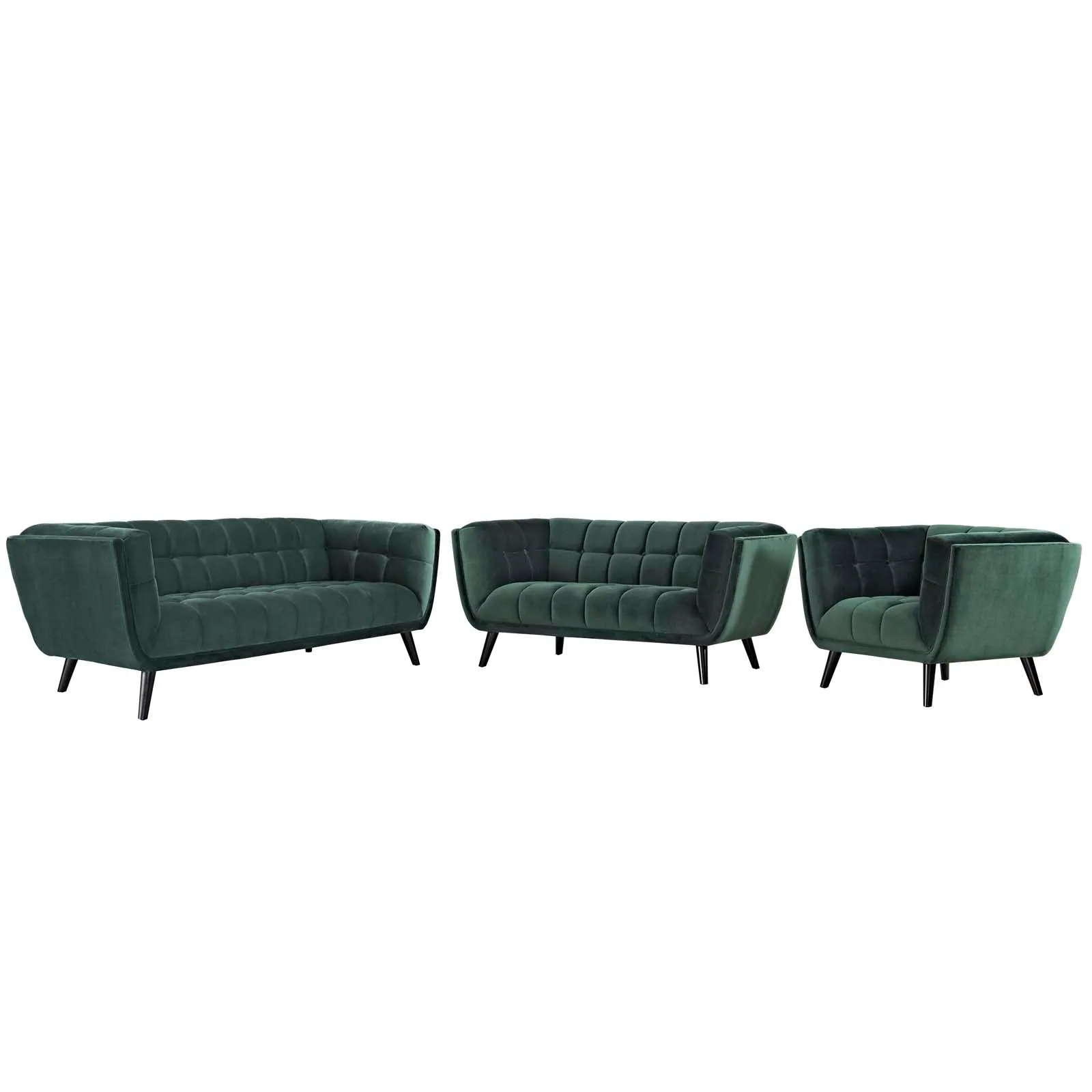 Bestow 3 Piece Performance Velvet Sofa Loveseat and Armchair Set