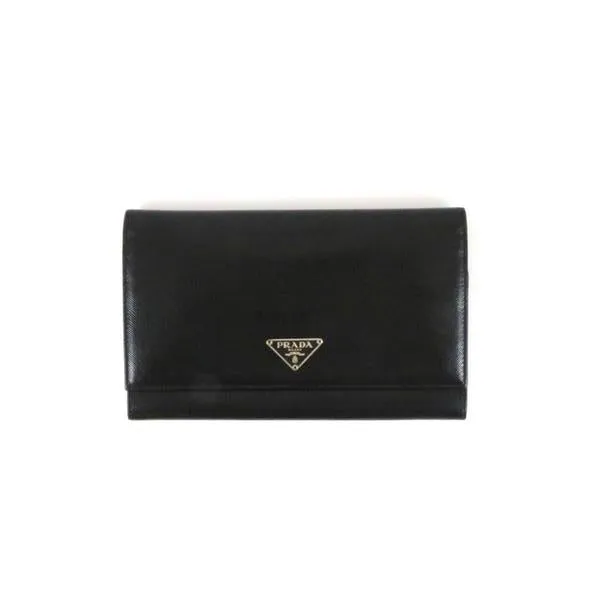 Black Saffiano Flap Wallet