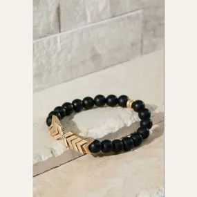 Black Stone and Chevron Bracelet