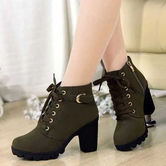 Brand Heels Women Boots Soft Leather Platform Comfprtable