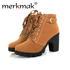 Brand Heels Women Boots Soft Leather Platform Comfprtable