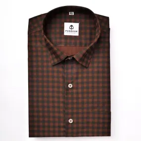 Brown Color Buffalo Checks Cotton Shirt For Men