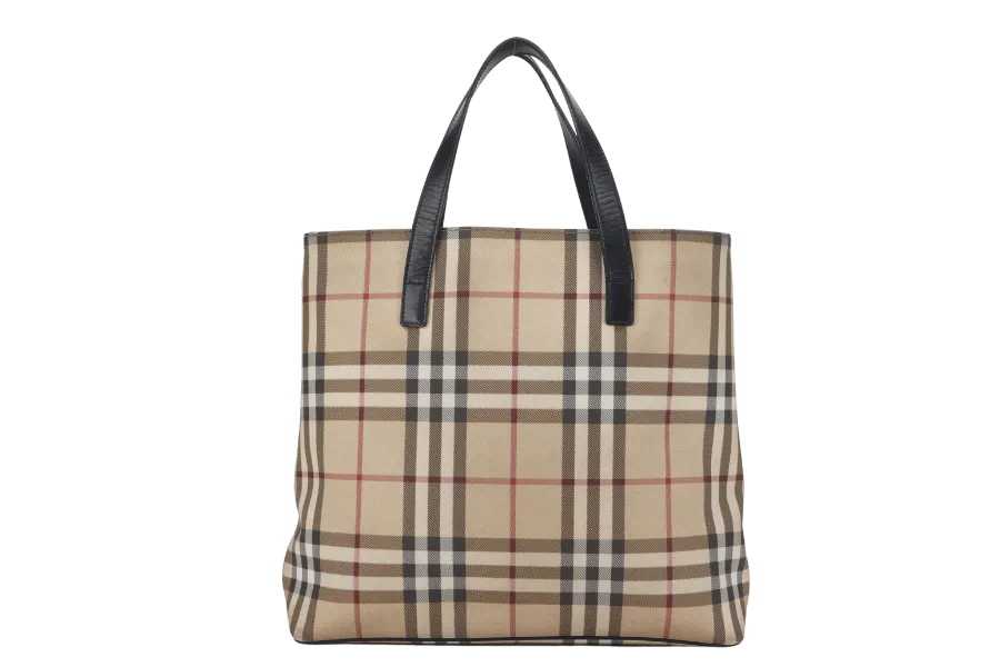 BURBERRY NOVA CHECK TOTE PVC LEATHER BLACK WITH DUST COVER