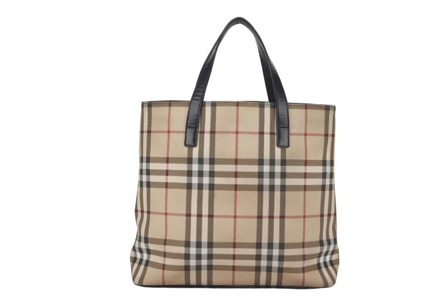 BURBERRY NOVA CHECK TOTE PVC LEATHER BLACK WITH DUST COVER