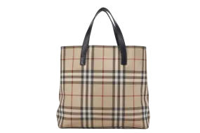 BURBERRY NOVA CHECK TOTE PVC LEATHER BLACK WITH DUST COVER