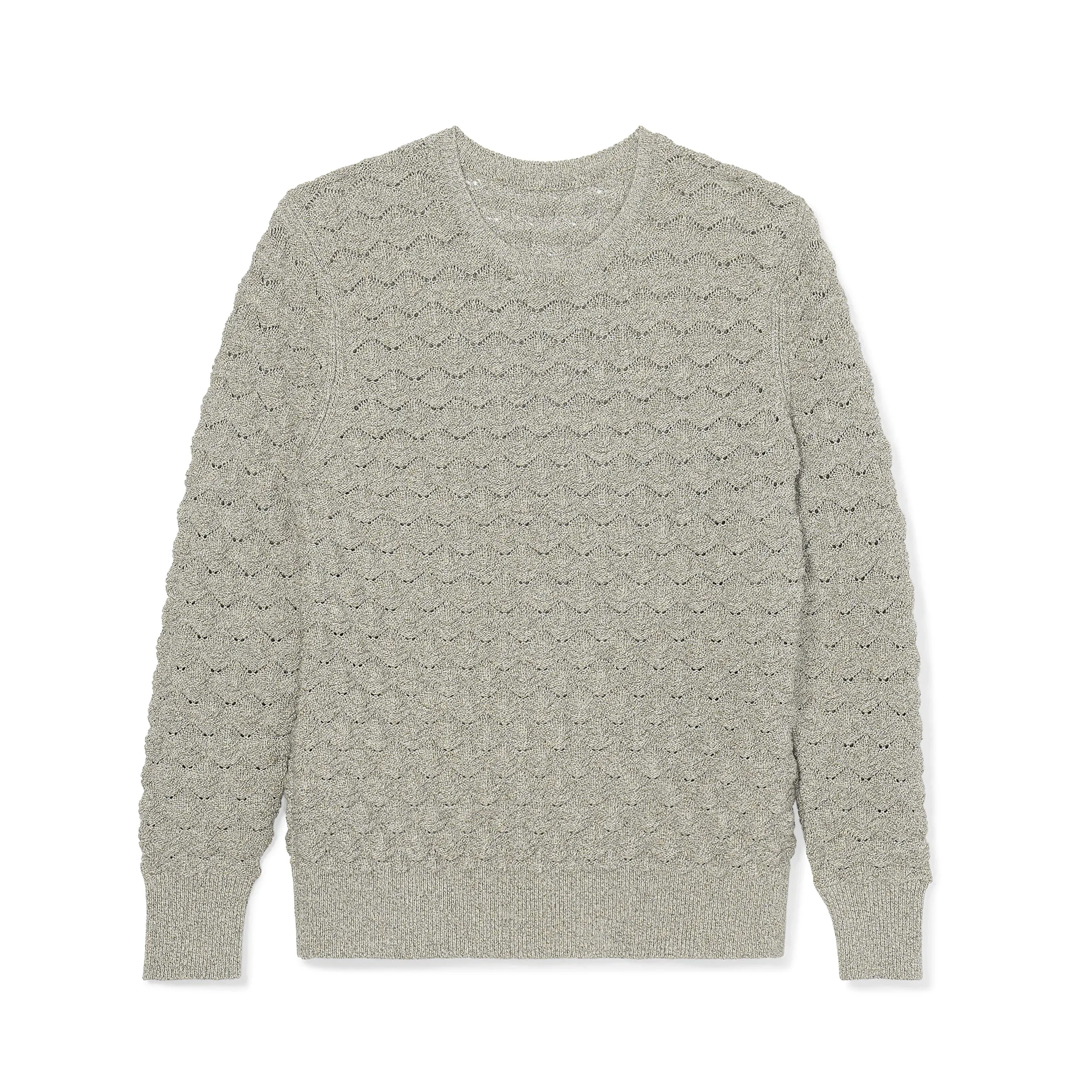 Butler Sweater - Wavy Cotton Knit :: Gray Melange