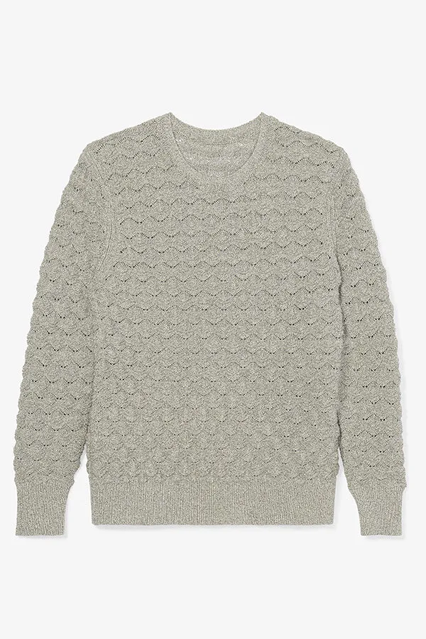 Butler Sweater - Wavy Cotton Knit :: Gray Melange