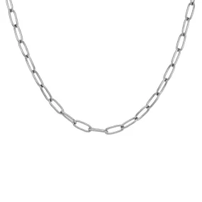 C400W B.Tiff Stainless Steel 2 Clasps Oval Paperclip Link Chain Necklace