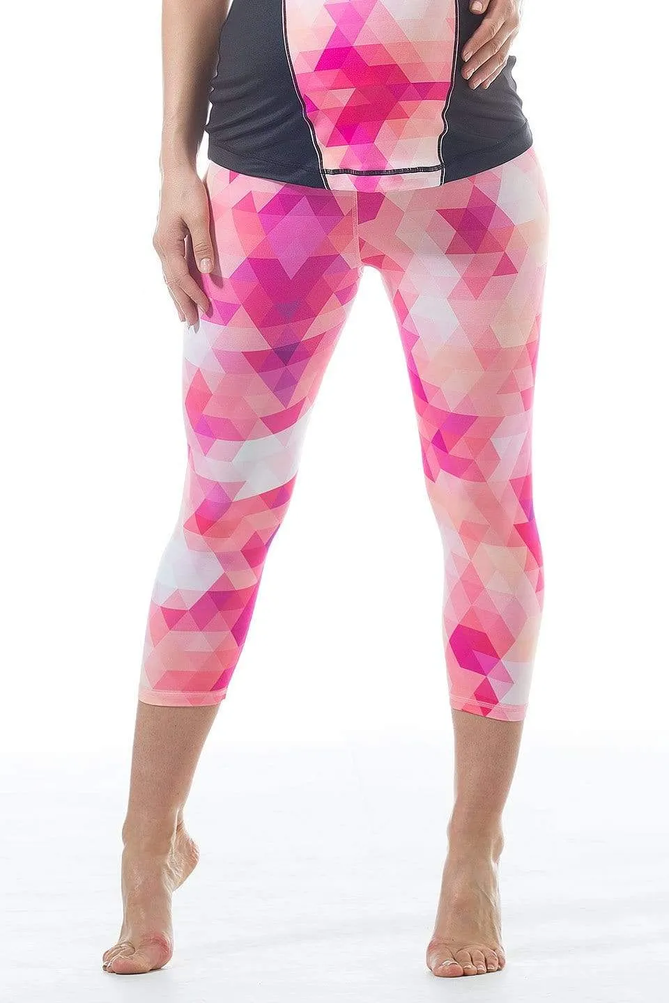 Caily Energy Fitness Crop Pink Geo Print