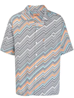 Chevron-Print Camp-Collar Shirt