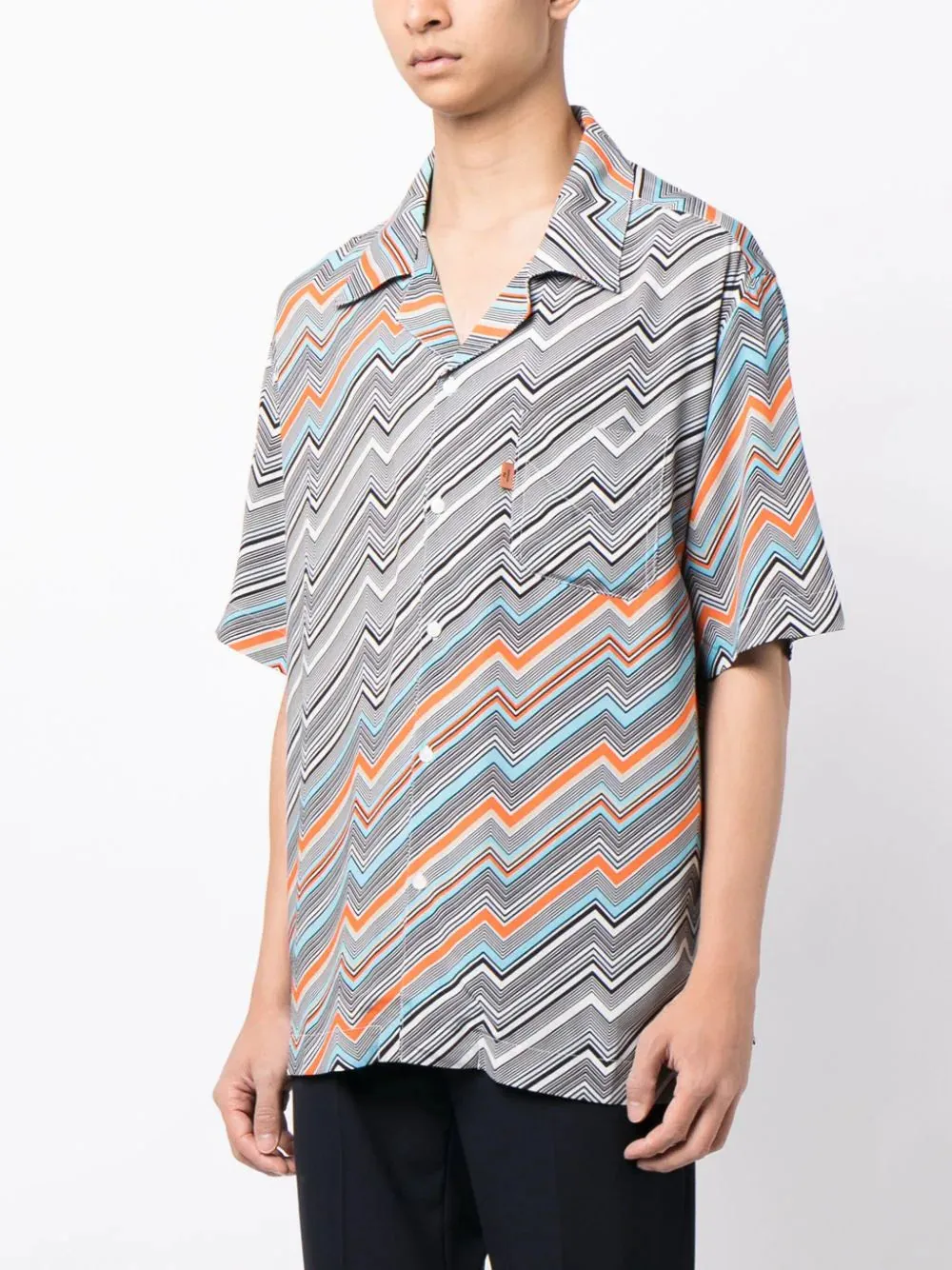 Chevron-Print Camp-Collar Shirt