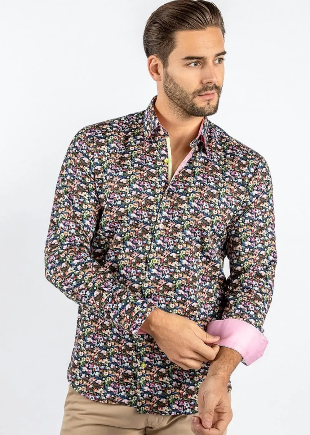 Claudio Lugli Heren Full On Floral Shirt Black