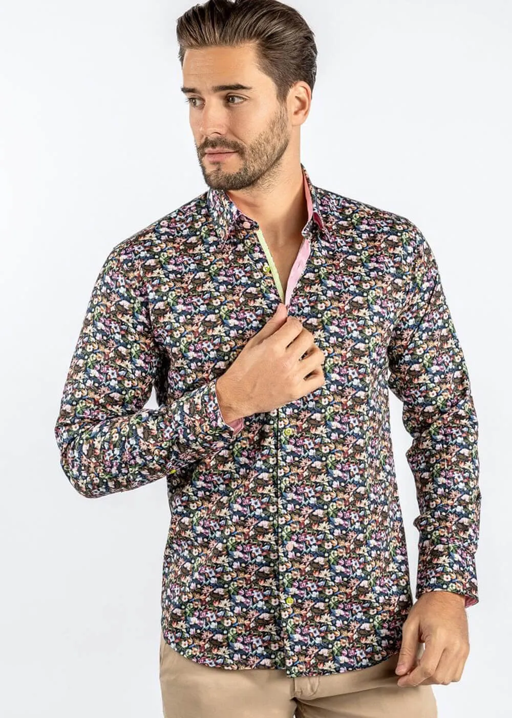 Claudio Lugli Heren Full On Floral Shirt Black