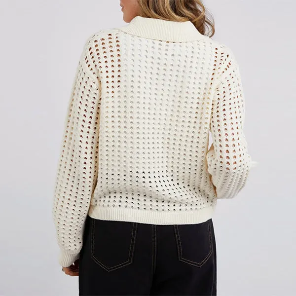 Clover Knit Cardi - Vintage White