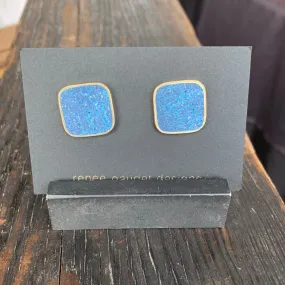 CLUSTER STUD EARRINGS BRASS   CONCRETE Denim Blue