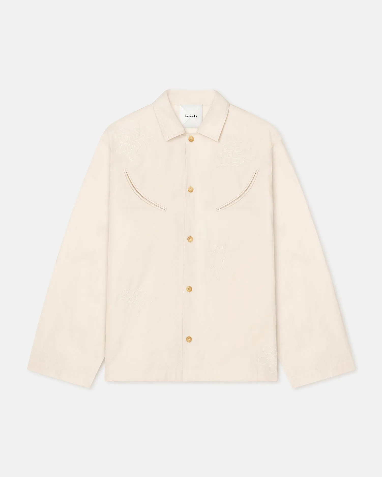 Coby - Heavy Poplin Embroidered Shirt - Creme