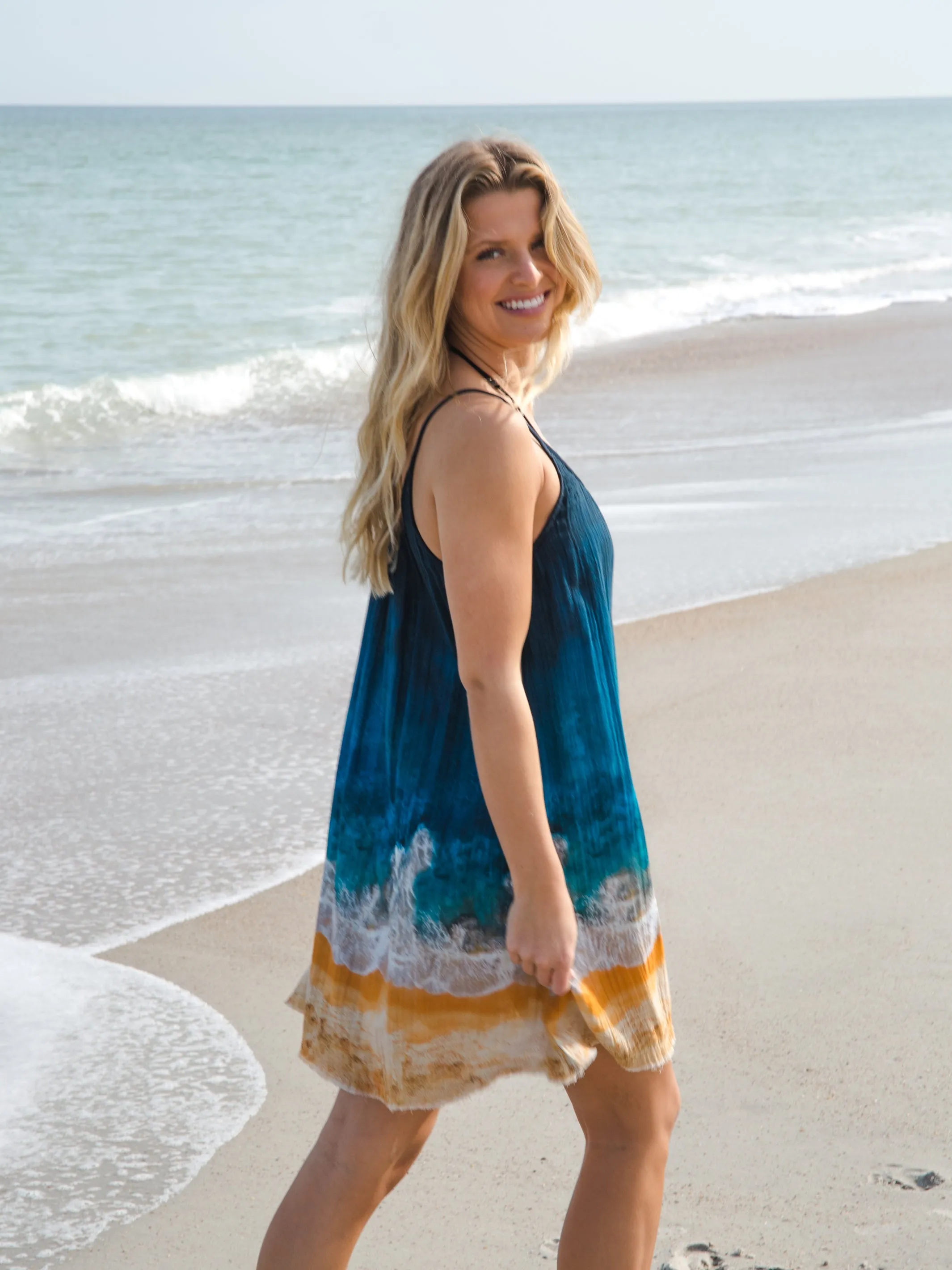 Coco Cotton Gauze Mini Dress - Navy Beach