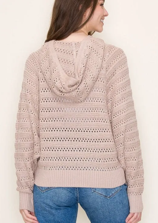 Crochet Dolman Sleeve Hoodie - 2 Colors!