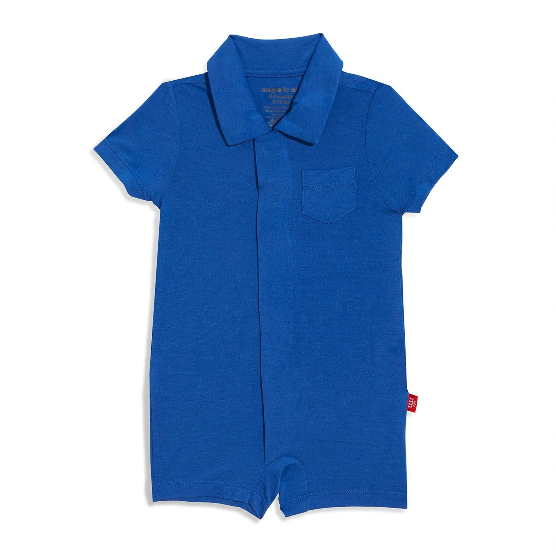 dada-ism modal magnetic solid blue polo romper