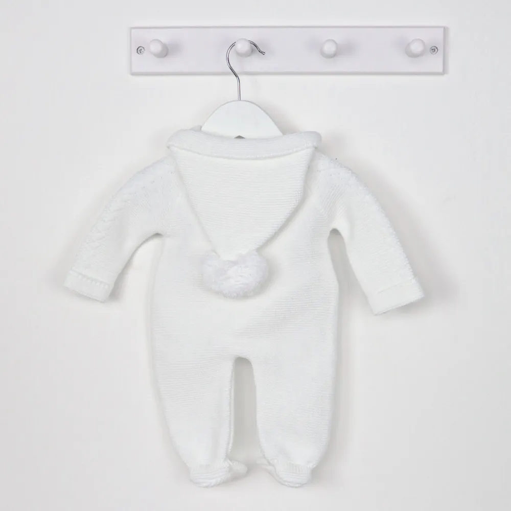 Dandelion White Knitted Pramsuit