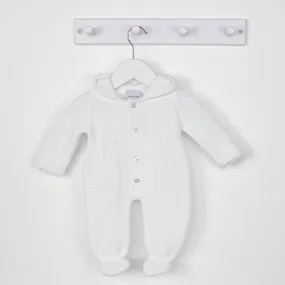 Dandelion White Knitted Pramsuit