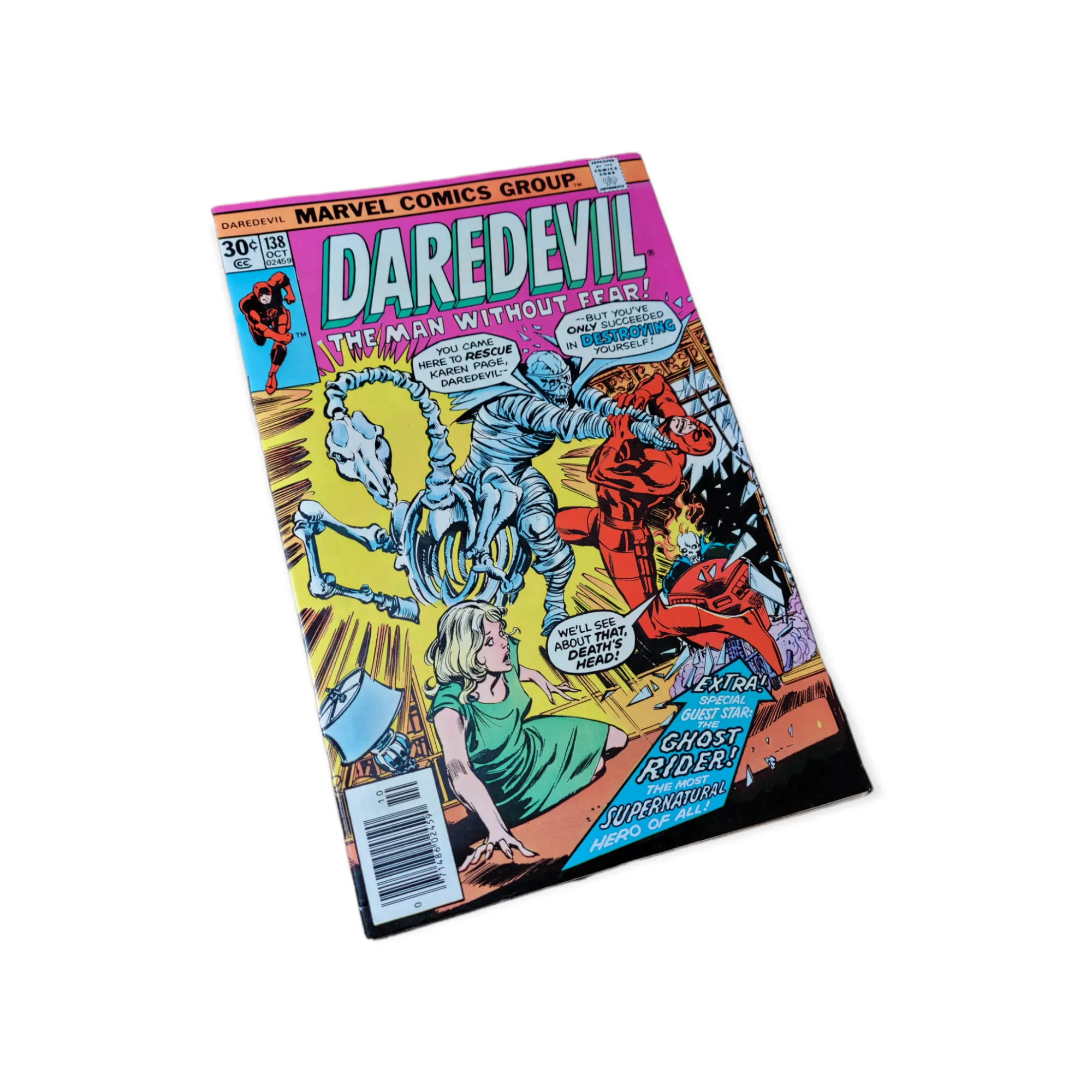 Daredevil #138 1st Smasher NEWSSTAND Ghost Rider Deaths Head (1976)