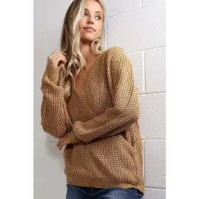 Deep V Neck Overlapped Casual Sweater