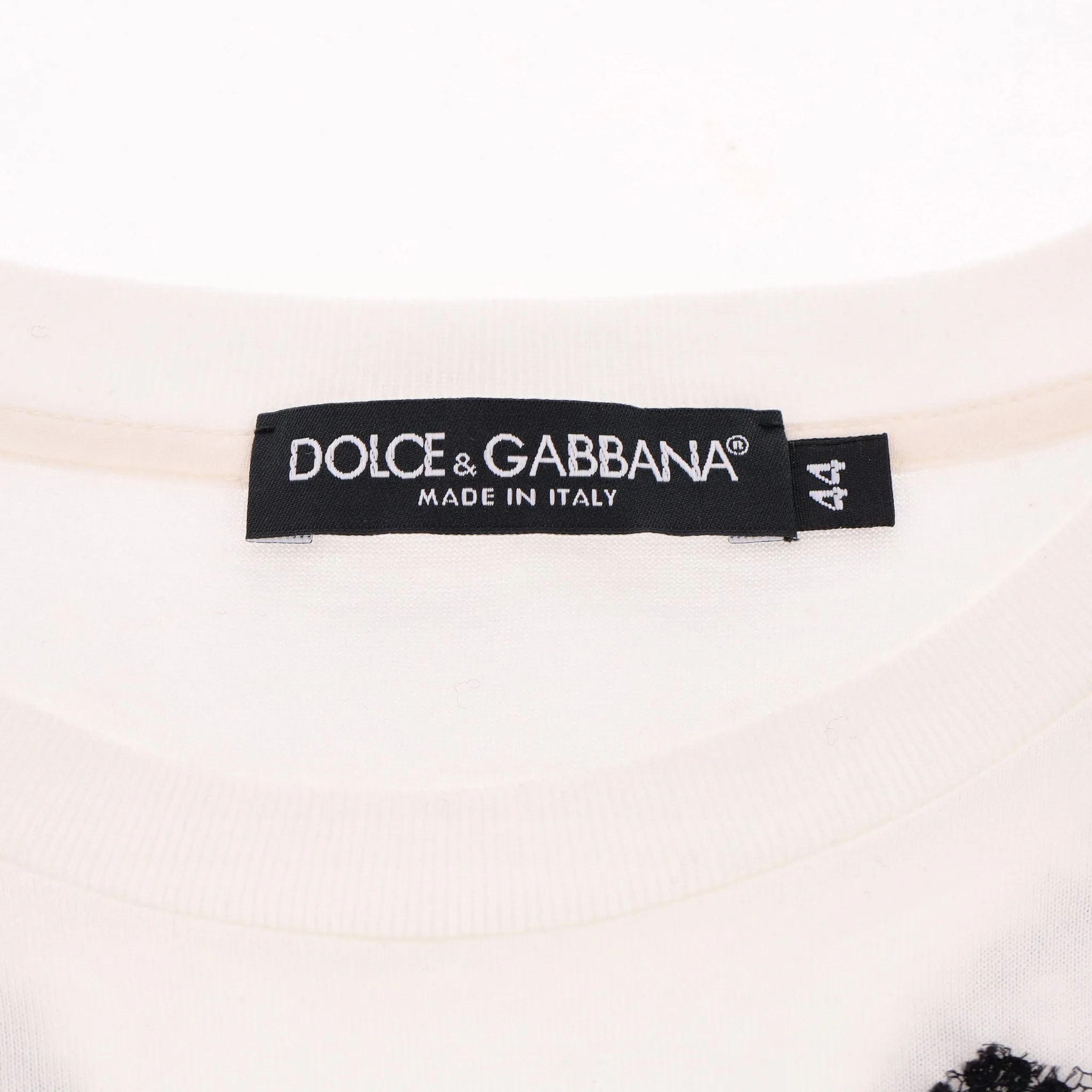 Dolce & Gabbana Lace Detailed Cotton T-Shirt. Size 44IT